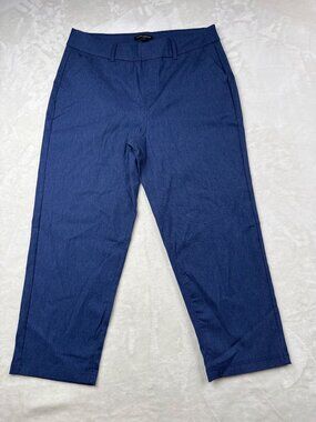 Mario Serrani Italy Womens Blue Straight-Leg Trousers Size Large Polyester